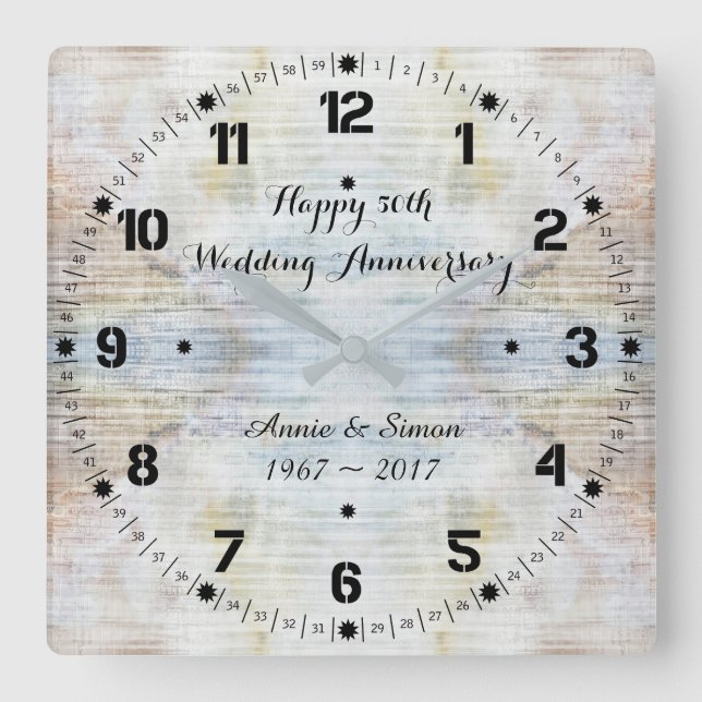 Horloge Carrée 50e Wedding Anniversary Marble (Recto)