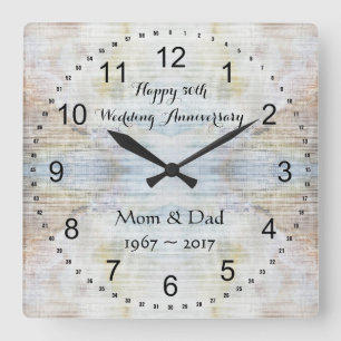 Horloge Carrée 50e Wedding Anniversary Marble