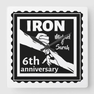 Horloge Carrée 6e anniversaire mariage traditionnel cadeau fer
