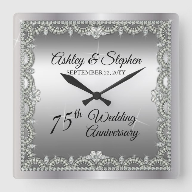 Horloge Carrée 75e Wedding Anniversary (Recto)