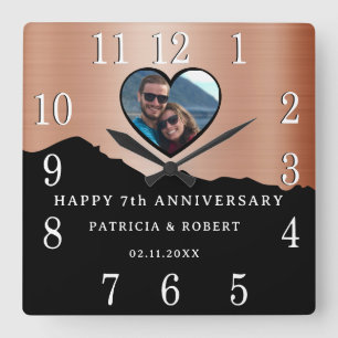 Horloge Carrée 7e anniversaire du cuivre Photo traditionnelle mod