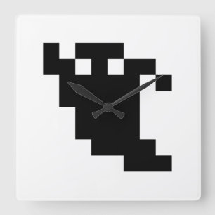 Horloge Carrée 8 Bit Pixel Ghost Shadow