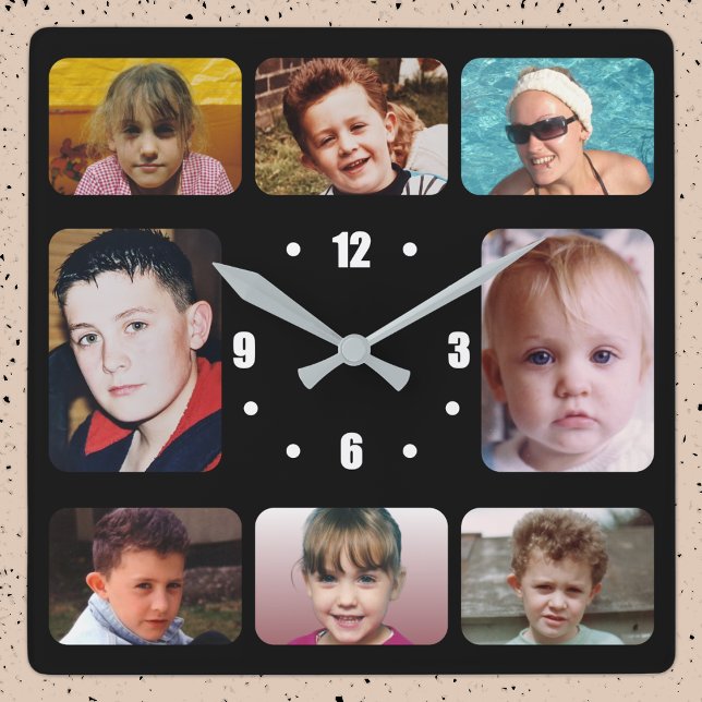 Horloge Carrée 8 photo white black (Créateur téléchargé)