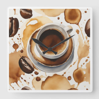 Horloge Carrée A cup of java in the morning
