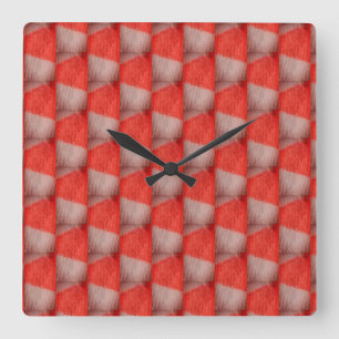 Horloge Carrée à damiers orange et blanc