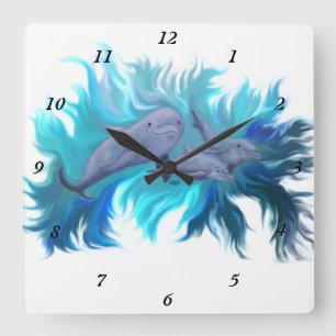 Horloge Carrée À l'école Dolphin