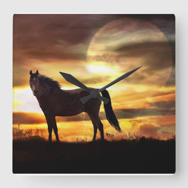 Horloge Carrée A surreal horse et moon clock (Recto)
