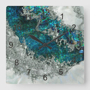 Horloge Carrée Abalone Shell Pearl et Argent 2