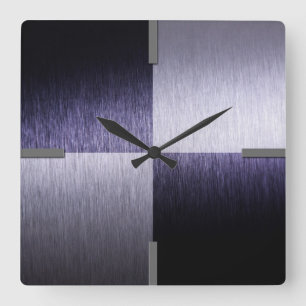 Horloge Carrée Abstract Modern Brushed metal - Wall Clock