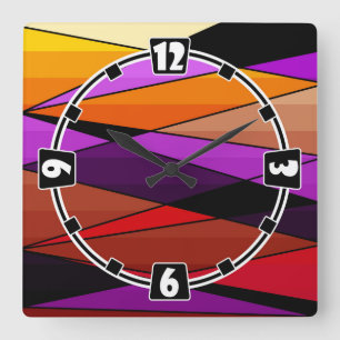 Horloge Carrée Abstract moderne geometric shapes triorange