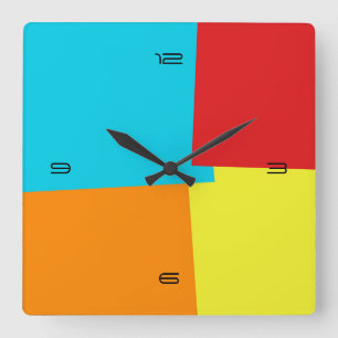 Horloge Carrée Abstract Retro Color Geometric Pattern #4