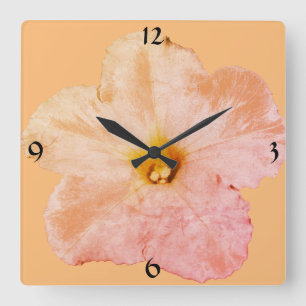 Horloge Carrée Abstrait de la pêche de Noël à la floraison de pét