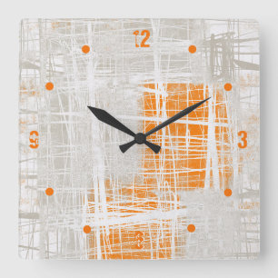 Horloge Carrée Abstrait gris blanc
