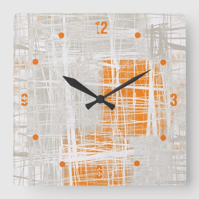 Horloge Carrée Abstrait gris blanc (Recto)