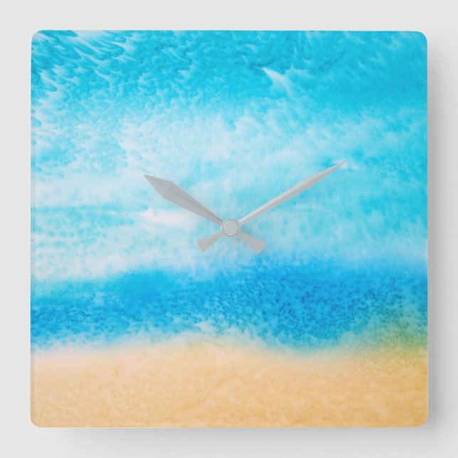 Horloge Carrée abstrait "On the Beach" (Recto)