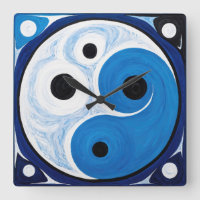 Abstrait Yin Yang : Moderniste Bleu & Blanc