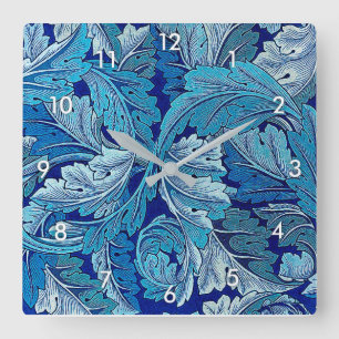 Horloge Carrée Acanthus Blue, William Morris
