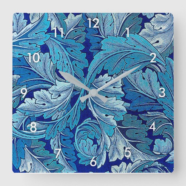 Horloge Carrée Acanthus Blue, William Morris (Recto)