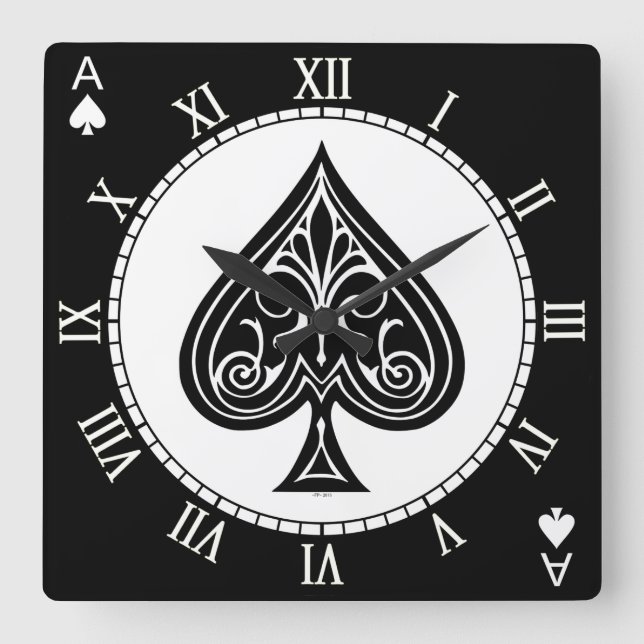 Horloge Carrée Ace of spades, playing card, poker, blackjack (Recto)