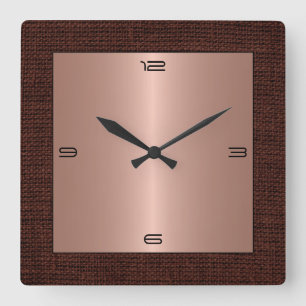 Horloge Carrée Acier inoxydable cuivre Bordure de Burap moderne