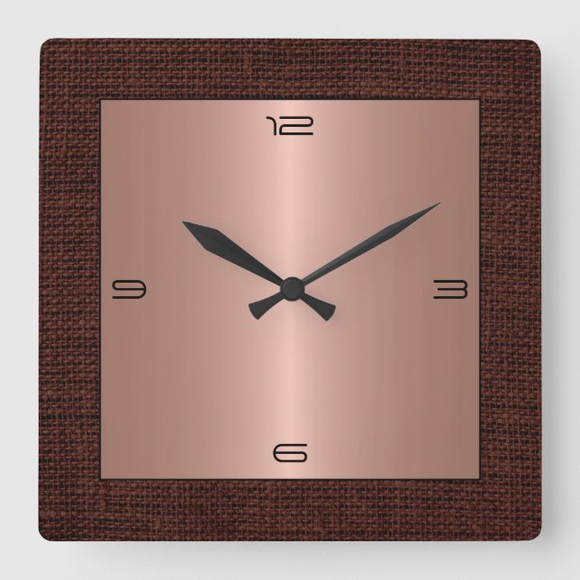 Horloge Carrée Acier inoxydable cuivre Bordure de Burap moderne (Recto)