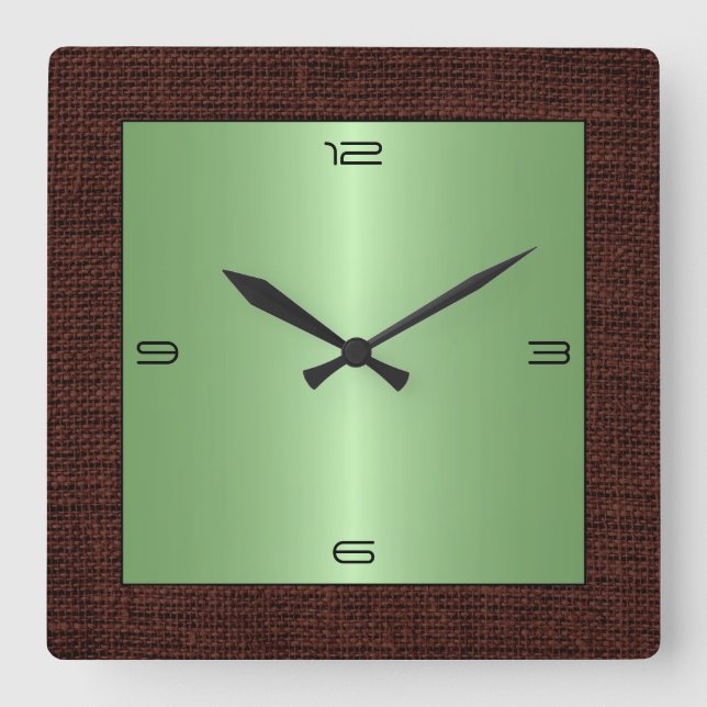 Horloge Carrée Acier Inoxydable Lime Bordure de Burap moderne (Recto)
