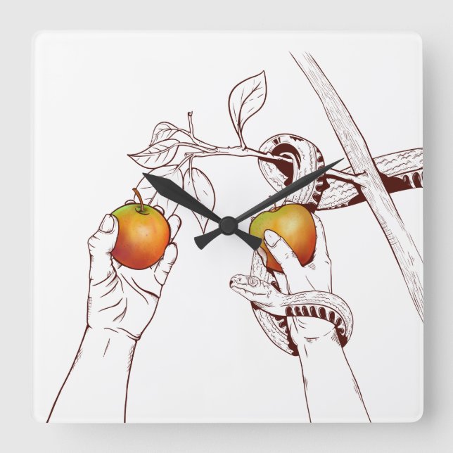 Horloge Carrée Adam et Eve (Recto)