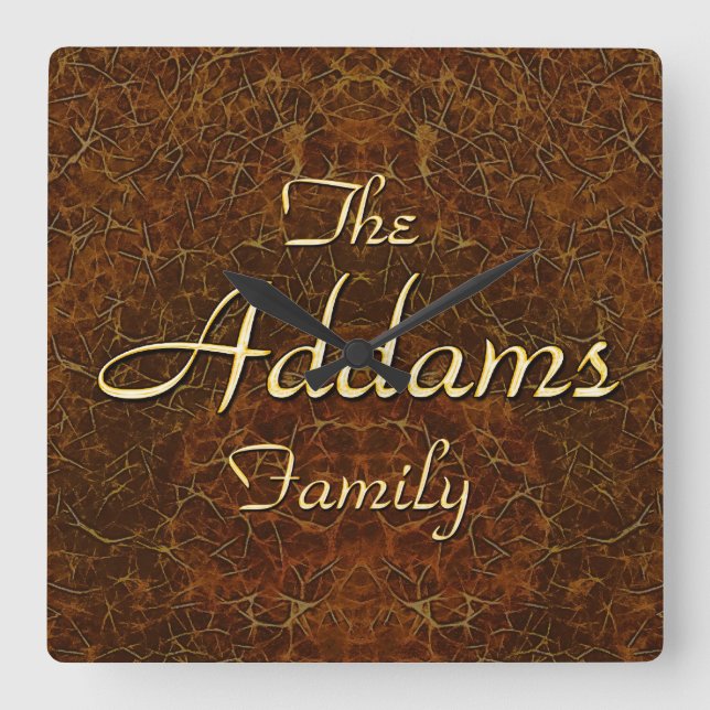 Horloge Carrée ADDAMS Famille Clan Réunion Personnalisé Conçu Hor (Recto)