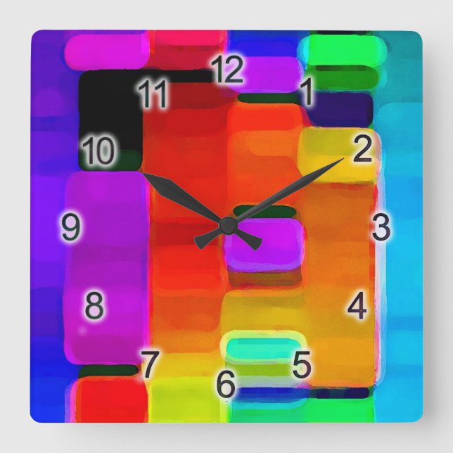 Horloge Carrée ADN de couleur (Recto)
