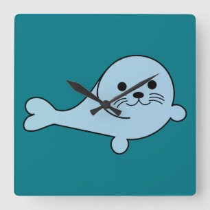 Horloge Carrée Adorable Baby Seal