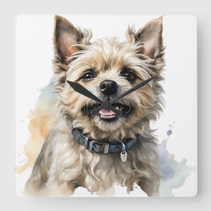 HORLOGE CARRÉE ADORABLE CHIEN TERRIER BROWN DU CAIRE