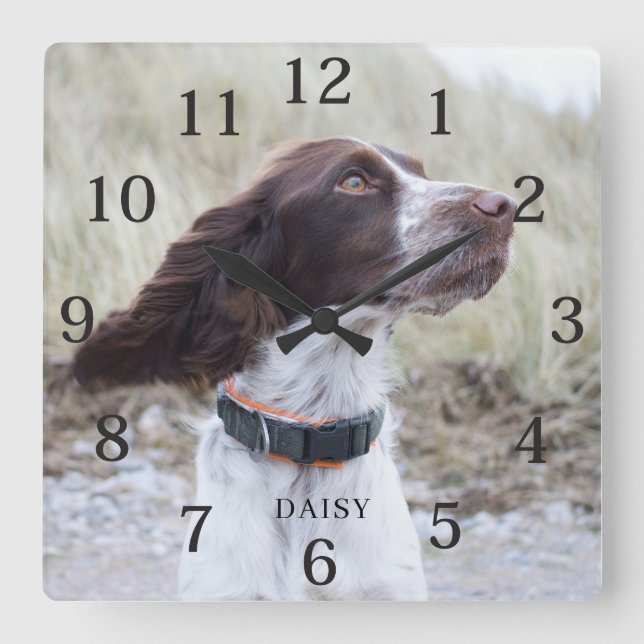 Horloge Carrée Adorable Personalized Dog Pet Photo  (Recto)