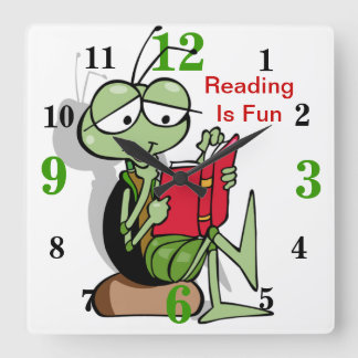 Horloge Carrée Adorable Reading Is Fun Clock
