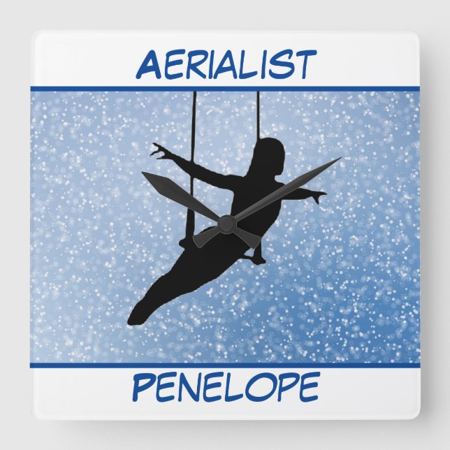 Horloge Carrée Aérialiste parties scintillant (Recto)