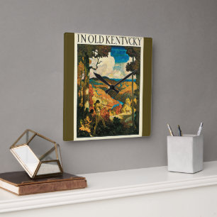 Horloge Carrée Affiche de voyage vintage NC Wyeth, Dans l'ancien 