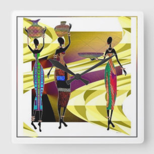 Horloge Carrée Africain Festiva