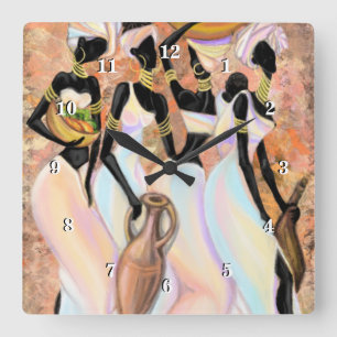 Horloge Carrée African Ladys Wall Clock