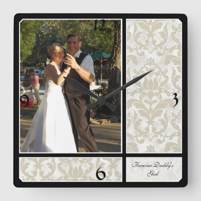 Horloge Carrée Aged Vintage Damask (Recto)