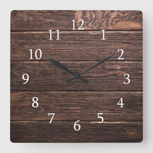 Horloge Carrée Agritourisme rustique en bois (Recto)