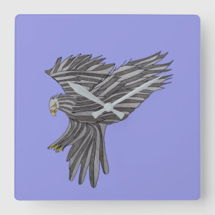 Horloge Carrée Aigle Bleu