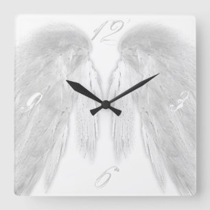 Horloge Carrée AILES D'ANGE Blanc