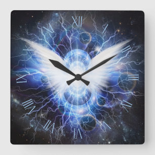 Horloge Carrée Ailes de lumière
