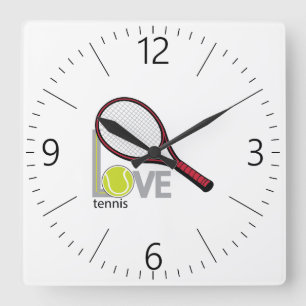 Horloge Carrée Aime le tennis