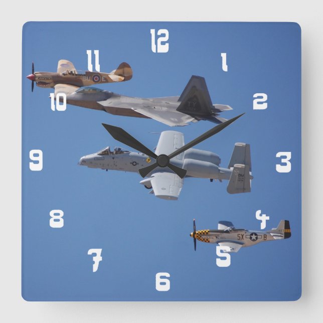 Horloge Carrée Air Force Planes/Jet Image Clocks (Recto)