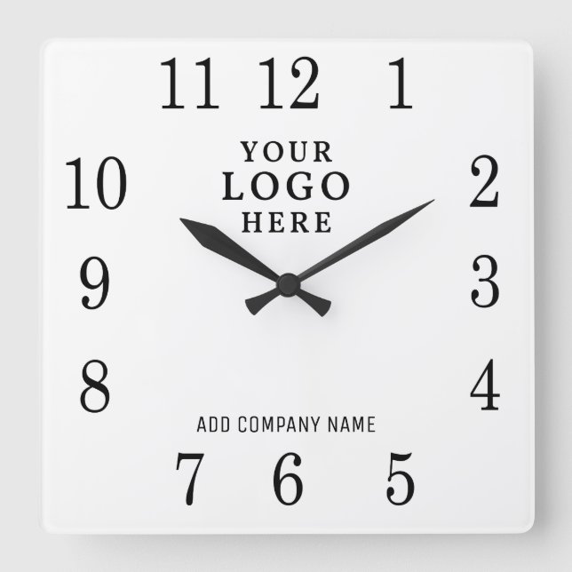 Horloge Carrée Ajouter un logo d'entreprise Nom de l'entreprise P (Recto)