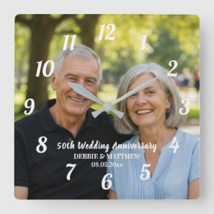 Horloge Carrée Ajoutez votre propre photo de couple 50e anniversa