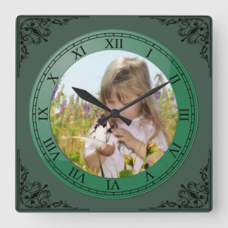 HORLOGE CARRÉE AJOUTEZ VOTRE PROPRE PHOTO OU TEXTE.