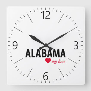 Horloge Carrée Alabama mon amour
