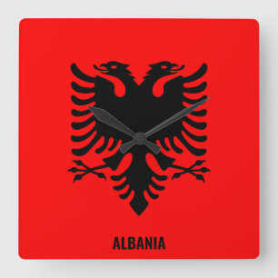 Horloge Carrée Albanie Nationale Drapeau Patriotique