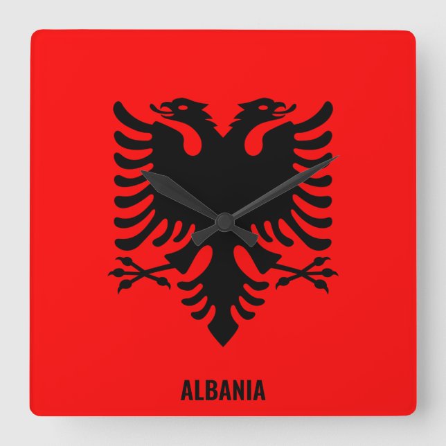 Horloge Carrée Albanie Nationale Drapeau Patriotique (Recto)